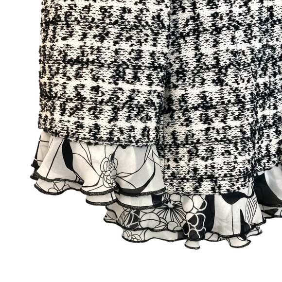 ST JOHN COUTURE Boucle Zip Up Jacket with Ruffled Silk Scarf Trim Chanel-Like - Picture 5 of 7